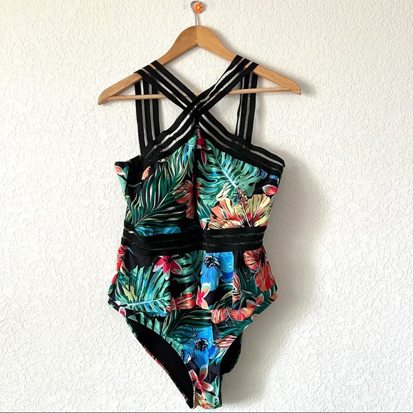 SHEIN Plus Size Floral Swimsuit One Piece Size 2X - Picture 1 of 7